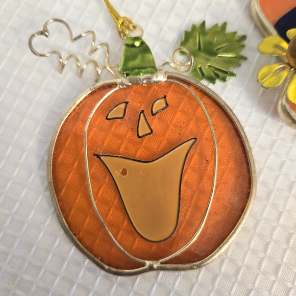 Fall Stained Glass Suncatchers Window Hanging Pumpkin Scarecrow Crow Turkey - Picture 8 of 8
